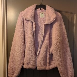 SO Lavender Teddy Sherpa Jacket for Women